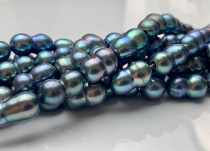 9x12-16 mm Large Hole Peacock Color Peanut Shape Freshwater Pearl Beads Hole Size 2.2 mm Genuine Peacock Color Large Hole Pearls # 1700
