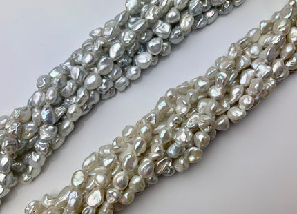 6-8x9-10 mm Natural White Or Natural Gray Keshi Freshwater Pearl Beads Genuine Natural Keshi Oval Nugget B grade Pearls #1405