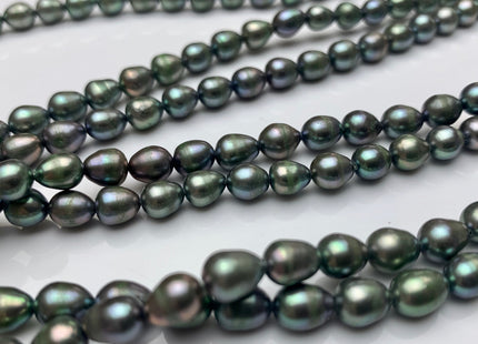 6x7 mm Olive Green Rice/Oval Genuine Freshwater Pearl Beads Oval Freshwater Pearls #282