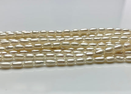 4x6.5-7 mm AA Tiny White Long Rice Oval Freshwater Pearls Long Oval Shape Seed Beads #1413