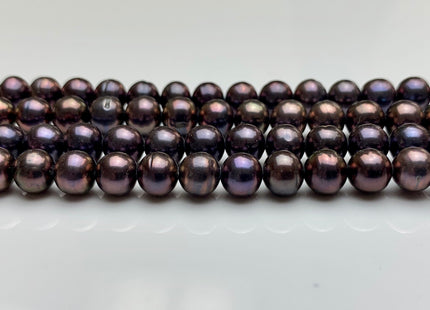 7-7.5 mm Purplish Peacock Semi-Round Freshwater Pearl Beads #1416