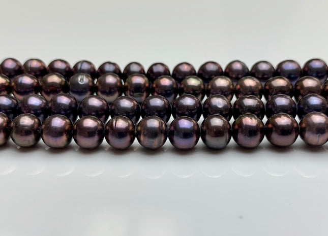7-7.5 mm Purplish Peacock Semi-Round Freshwater Pearl Beads #1416