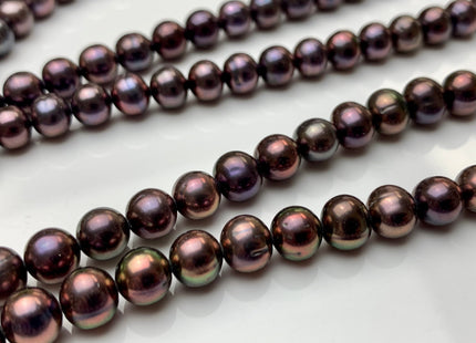 7-7.5 mm Purplish Peacock Semi-Round Freshwater Pearl Beads #1416