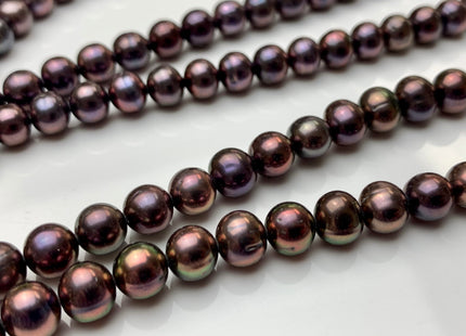 7-7.5 mm Purplish Peacock Semi-Round Freshwater Pearl Beads #1416