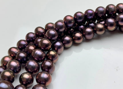 7-7.5 mm Purplish Peacock Semi-Round Freshwater Pearl Beads #1416