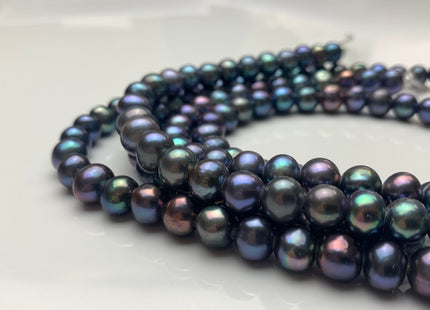 8-8.5mm Half Strand AAA Potato Rainbow Peacock Freshwater Pearls 2.1mm Hole Genuine Large Hole Freshwater Pearls #168