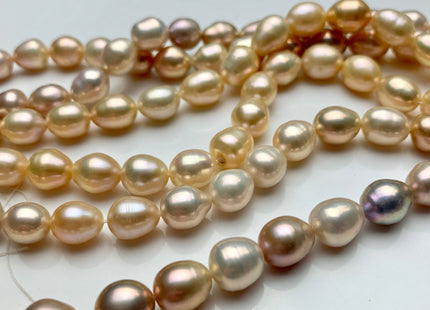 8.5x11 mm AA High Luster Rice/Oval Natural Pink Or Pale Peach Freshwater Pearl Beads Genuine Natural Color Freshwater Pearls. #1703