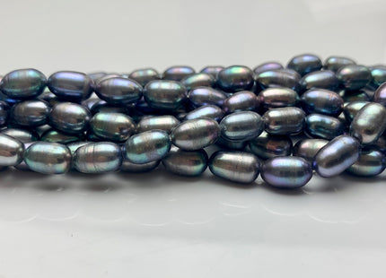 6x9-12 mm Peacock Color Freshwater Pearls Long Rice/Oval Shape Pearl Beads Genuine Peacock Freshwater Pearls. #1702