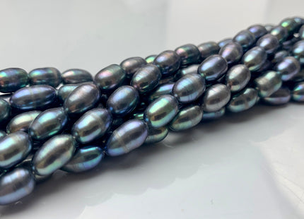 6x9-12 mm Peacock Color Freshwater Pearls Long Rice/Oval Shape Pearl Beads Genuine Peacock Freshwater Pearls. #1702