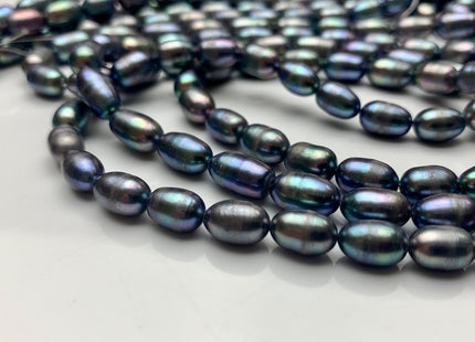 6x9-12 mm Peacock Color Freshwater Pearls Long Rice/Oval Shape Pearl Beads Genuine Peacock Freshwater Pearls. #1702