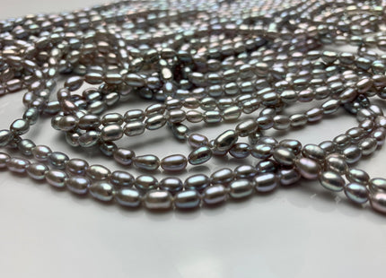 3.5-4x5-6 mm AAA Tiny Gray Color Rice / Oval Shape Freshwater Pearls Genuine Smooth And Shiny Freshwater Pearl Seed Beads #1409