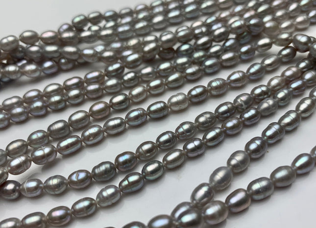 4x6-7 mm Gray Color Rice / Oval Freshwater Pearls Genuine Freshwater Pearl Beads High Luster Freshwater Pearls #1705