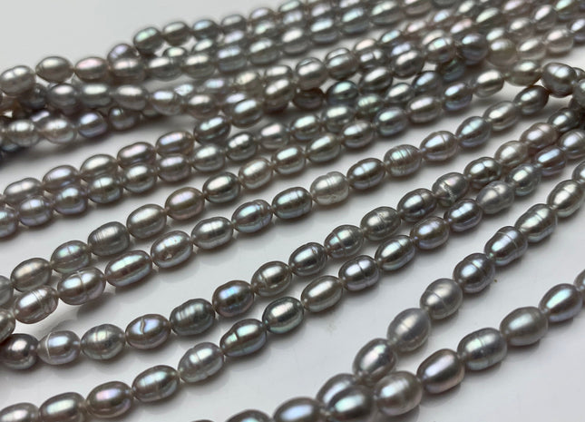 4x6-7 mm Gray Color Rice / Oval Freshwater Pearls Genuine Freshwater Pearl Beads High Luster Freshwater Pearls #1705