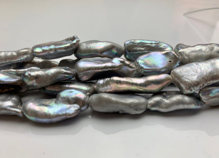 12-14x22-28 mm AAA Half Strand Large Hole White Or Gray Biwa Stick Freshwater Pearl Beads Hole Size 2.2 mm Genuine Jumbo Biwa Stick #1353