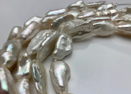 12-14x22-28 mm AAA Half Strand Large Hole White Or Gray Biwa Stick Freshwater Pearl Beads Hole Size 2.2 mm Genuine Jumbo Biwa Stick #1353