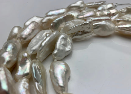 12-14x22-28 mm AAA Half Strand Large Hole White Or Gray Biwa Stick Freshwater Pearl Beads Hole Size 2.2 mm Genuine Jumbo Biwa Stick #1353