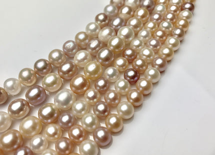 6 mm 7 mm Natural White/ Pink/ Peach Multi Color Freshwater Round Or Potato Pearls Genuine High Luster Freshwater Semi Round Pearls #1429