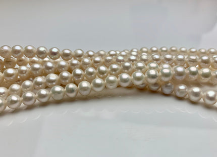 4-6 mm Natural White Off Round Freshwater Pearl Beads Genuine Natural Freshwater Potato Pearls #1433