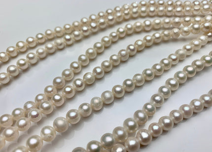 4-6 mm Natural White Off Round Freshwater Pearl Beads Genuine Natural Freshwater Potato Pearls #1433