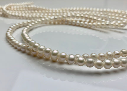 4-6 mm Natural White Off Round Freshwater Pearl Beads Genuine Natural Freshwater Potato Pearls #1433