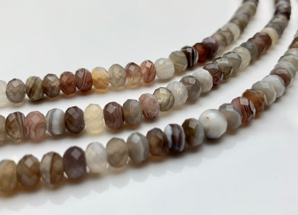 2x3mm 3x4mm 4x6mm AAA Natural Color Faceted Rondelle Gray Botswana Agate Gemstone Beads Natural Gray Brown Mixed Agate #2270