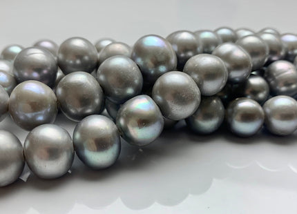 12-14 mm AA Half Strand Gray Color Large Hole Potato Freshwater Pearls Beads Hole Size 2.2 mm Genuine Large Hole Freshwater Pearls #1708