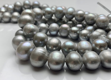 12-14 mm AA Half Strand Gray Color Large Hole Potato Freshwater Pearls Beads Hole Size 2.2 mm Genuine Large Hole Freshwater Pearls #1708