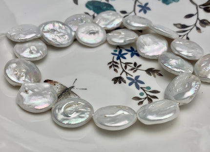 15-23mm Natural White Large Coin Freshwater Pearl Beads Large Size Flat Coin Pearls #1709