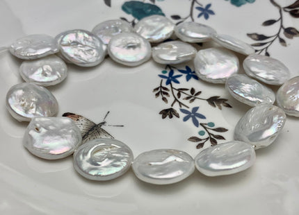 15-23mm Natural White Large Coin Freshwater Pearl Beads Large Size Flat Coin Pearls #1709