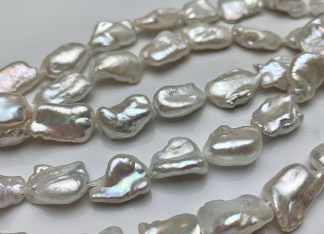 12-14 x 18-20 mm Natural White Biwa Stick Freshwater Pearls Beads Genuine High Luster Natural white Biwa Freshwater Pearls #538