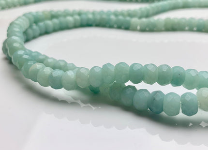 5x8mm AAA Large Hole Faceted Roundel Amazonite Natural Semi Precious Gemstone Natural Color Faceted Roundel Hole Size 2.0mm #2208