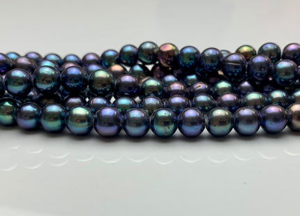 8 mm AAA Large Hole Peacock Round Freshwater Pearl Beads Hole Size 1.0mm Or 2.2mm Genuine High Luster Nice Blue Peacock Color Pearls #1438