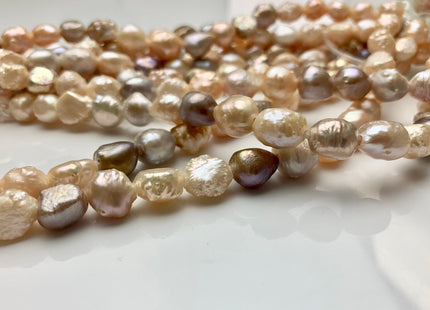 9-10 mm Large Hole Half Strand Freshwater Pearls Potato Rosebud Shape Natural Multi Color Hole 2.2mm Genuine Freshwater Rosebud Pearls #1073