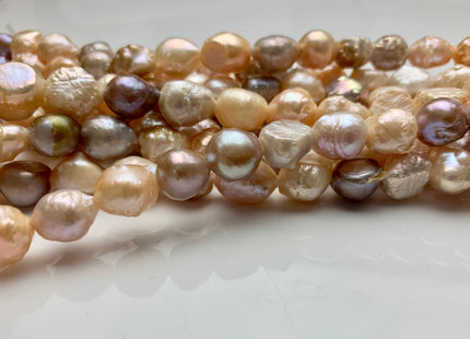 9-10 mm Large Hole Half Strand Freshwater Pearls Potato Rosebud Shape Natural Multi Pink Hole 2.2mm Genuine Freshwater Pearls #1073