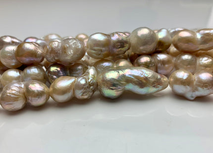 12-18 x 21-25 mm Half Strand Large Hole Baroque Peanut Pearls Natural Pink Color Double Beads Baroque Pearls Peanut Pearls #635