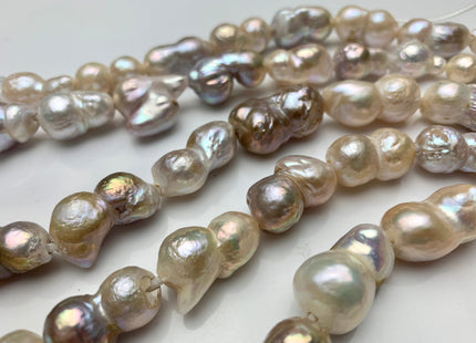 12-18 x 21-25 mm Half Strand Large Hole Baroque Peanut Pearls Natural Pink Color Double Beads Baroque Pearls Peanut Pearls #635