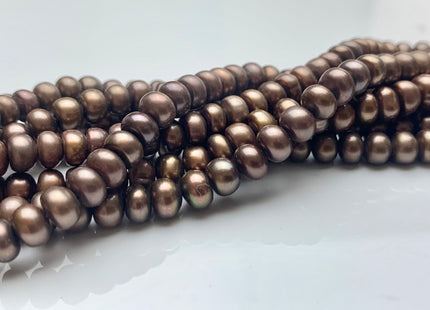 5.5-6mm Dark Chocolate Brown Round Button Freshwater Pearl Beads Genuine Dark Brown Button Freshwater Pearls #56