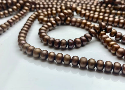 5.5-6mm Dark Chocolate Brown Round Button Freshwater Pearl Beads Genuine Dark Brown Button Freshwater Pearls #56
