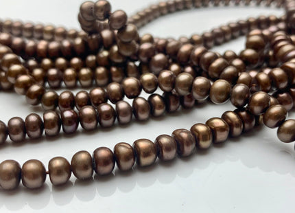 5.5-6mm Dark Chocolate Brown Round Button Freshwater Pearl Beads Genuine Dark Brown Button Freshwater Pearls #56