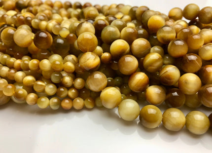 6mm 8mm 10mm 12mm AAA Smooth Round Golden Tiger Eyes Gemstone Beads