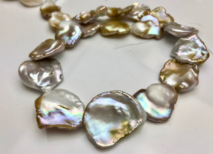 17-25x28 mm AAA High Luster Limited Edition Natural Color Keishi Paddle Freshwater Pearl Beads Genuine Natural Keishi Coin Pearls #1355