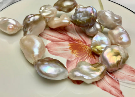 17-25x28 mm AAA High Luster Limited Edition Natural Color Keishi Paddle Freshwater Pearl Beads Genuine Natural Keishi Coin Pearls #1355