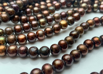 7 mm Full Strand Large Hole Chocolate Brown Color Freshwater Potato Pearl Beads Hole Size 1.8 mm Genuine Large Hole Freshwater Pearls #14