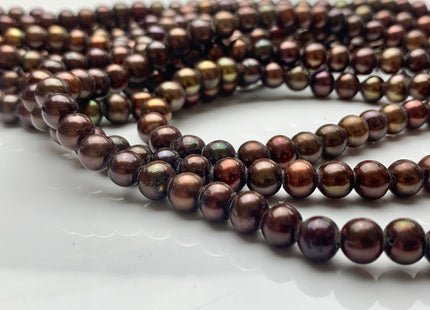 7 mm Full Strand Large Hole Chocolate Brown Color Freshwater Potato Pearl Beads Hole Size 1.8 mm Genuine Large Hole Freshwater Pearls #14