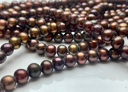 7 mm Full Strand Large Hole Chocolate Brown Color Freshwater Potato Pearl Beads Hole Size 1.8 mm Genuine Large Hole Freshwater Pearls #14