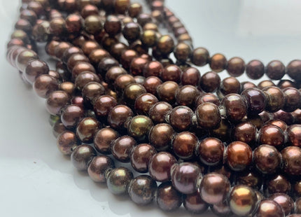 7 mm Full Strand Large Hole Chocolate Brown Color Freshwater Potato Pearl Beads Hole Size 1.8 mm Genuine Large Hole Freshwater Pearls #14