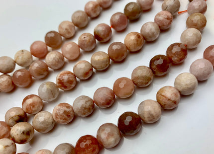 6mm 8mm 10mm 12mm Natural Multi Color Peach MoonStone High Quality Faceted Round Gemstone Beads #2275
