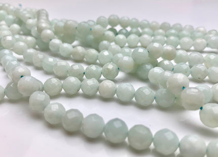 8 mm AAA Faceted Round Amazonite Semi Precious Stone Beads Ocean Blue Amazonite Beads, Natural Round Amazonite Gemstone Beads #480