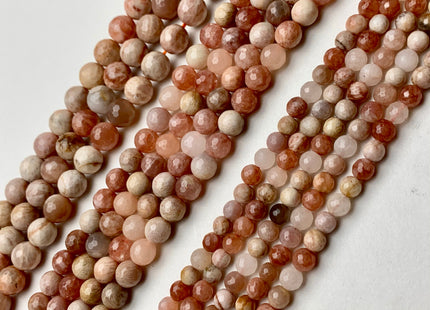 6mm 8mm 10mm 12mm Natural Multi Color Peach MoonStone High Quality Faceted Round Gemstone Beads #2275