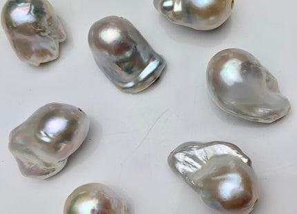 ONE Piece 17-18x25-28 mm AAA Large Hole Jumbo Natural White Baroque Pearl Beads Hole Size 2.2mm Genuine High Luster Baroque Pearls #1714